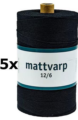 5 st. rullar Mattvarp 12/6 Svart – 500 gr / rulle i gruppen Landshopping.se / Hem & Hantverk / Handarbete / Garn hos Landshopping (10243_Mattvarp 126 Svart)